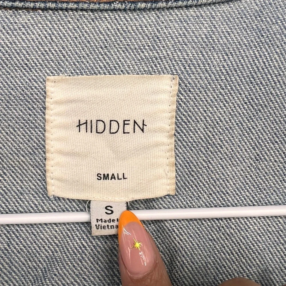 Hidden Jeans Womens Small Light Wash Distressed Cropped Raw Hem Denim Jacket S